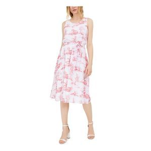 INC DRESS Womens White Sleeveless Round Neck Below The Knee Party Shift Dress 14